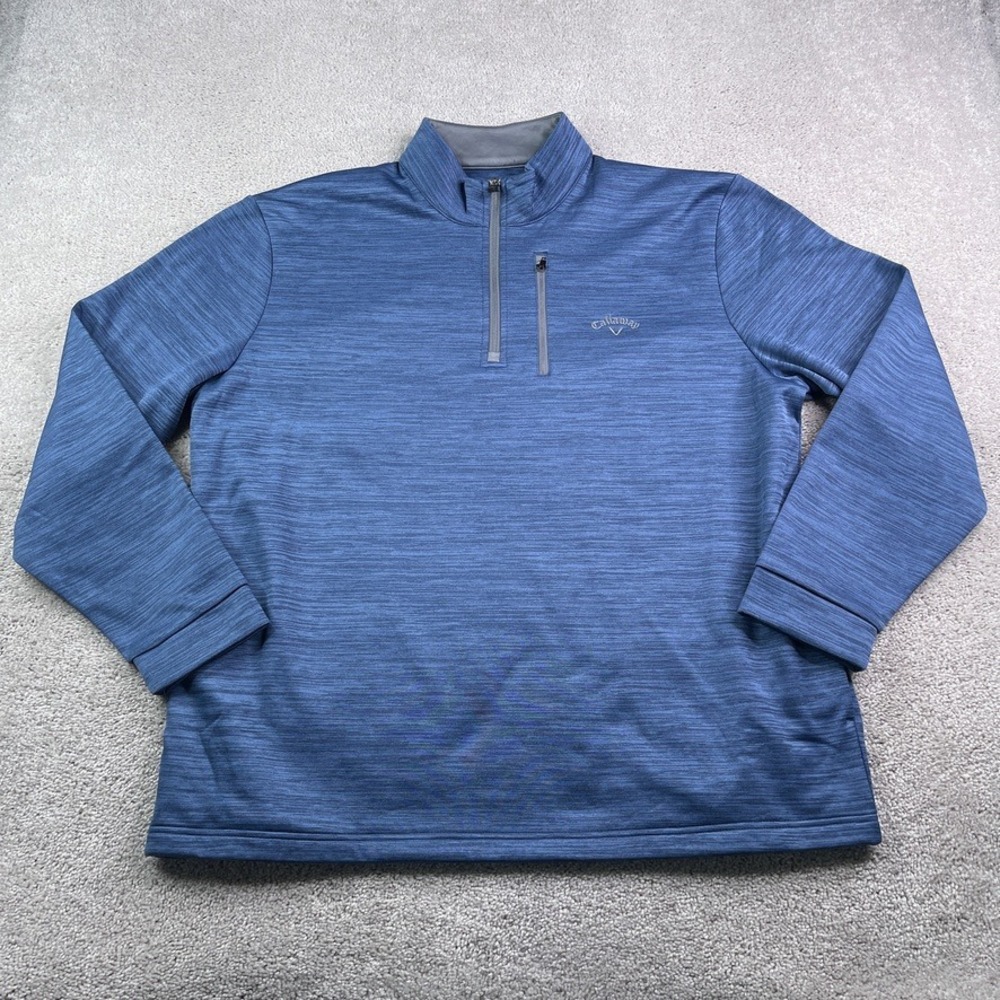 Callaway Sweater Mens XL Blue Quarter Zip Pullover Tech Fleece Golf Sweatshirt